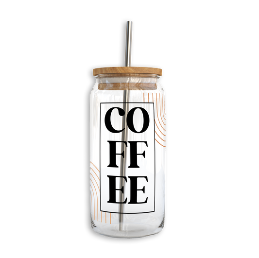 Coffee Glass Can with Bamboo Lid