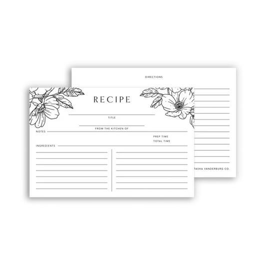 Floral Recipe Card Set